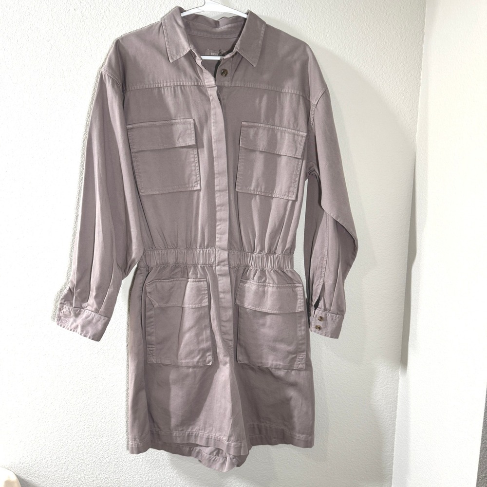 Closed Carter Long Sleeve Utility Romper Mauve Grey Cotton Medium Casual NWT